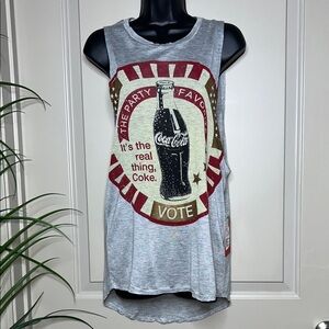 Coca Cola Gray and Red Graphic Muscle Tee